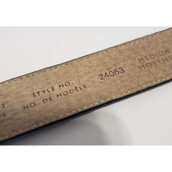 Liz Claiborne Navy Blue Leather Belt Womens Size Medium Brass Buckle Style 24063 - Picture 7 of 12